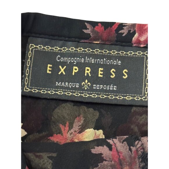 Express Floral Print Womens M Tiered Ruffle Skirt Black Red Polyester - Picture 4 of 6